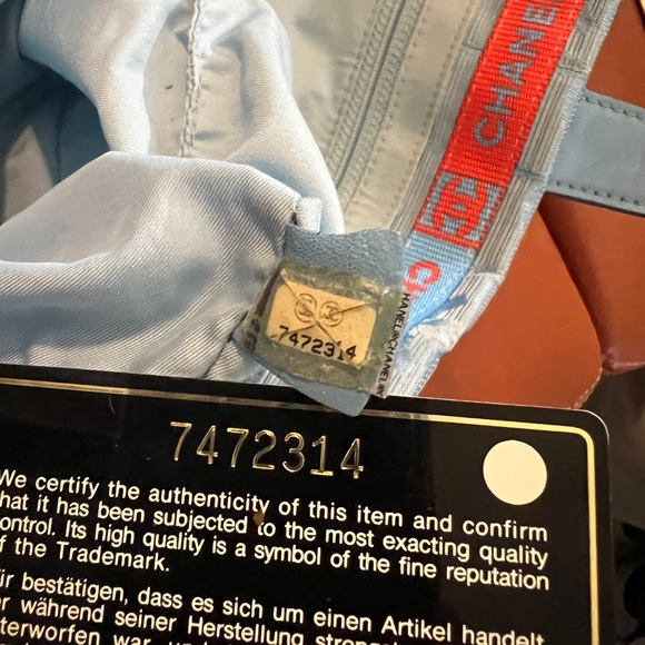 Authentic Chanel Travel Line light Blue Jacquard Nylon tote, with auth card - Picture 16 of 17